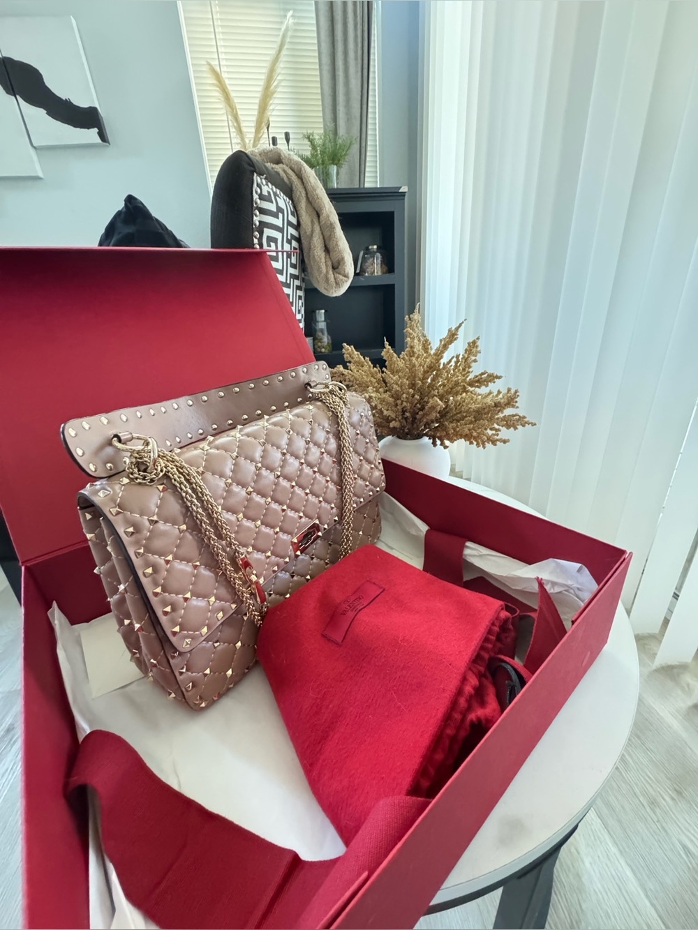 Valentino Nappa Quilted Rockstud Shoulder Bag with Gold Hardware - Picture 2 of 15